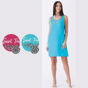 Vanuè - Abitino Casa Donna Spalla Larga Con Stampa In Puro Cotone  Art. Sv6877cg