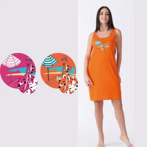 Vanuè - Abitino Casa Donna Spalla Larga Calibrato Con Stampa In Puro Cotone  Art. Sv6891cgx