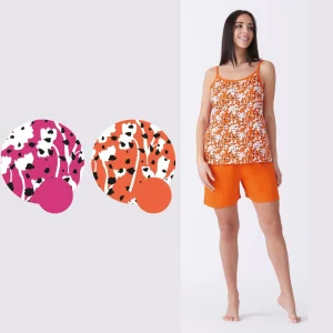 Vanuè - Pigiama Donna Corto Spalla Stretta Fantasia In Puro Cotone  Art. Sv6892pb