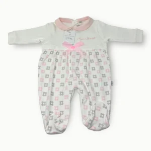 Nazareno Gabrielli Tutina Baby Femminuccia In Caldo Cotone Con Applicazioni E Ricamo Art. Ng2212-96