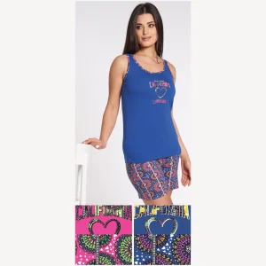 Vanue' Estate Pigiama Donna Corto Con Spalla Larga In Puro Cotone Con Stampa Art. Vs0165pgd