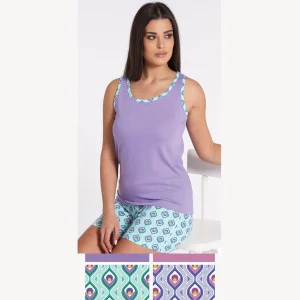 Vanue' Estate Pigiama Donna Corto Con Spalla Larga In Puro Cotone Art. Vs0183