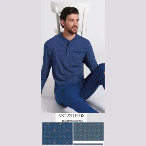 Vanuè - Pigiama Uomo Serafino Lungo (calibrato) In Puro Cotone Fantasia Art. Vs0220plux