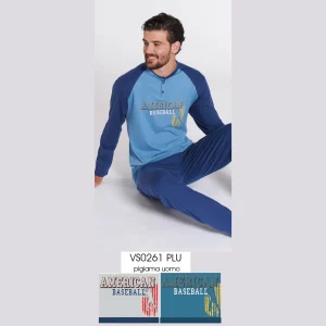 Vanuè - Pigiama Uomo Serafino Lungo In Puro Cotone Con Stampa Art. Vs0261plu