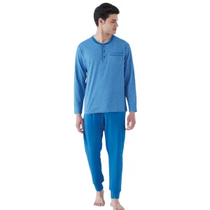 Karelpiu' Primavera  Pigiama Uomo Serafino Lungo In Puro Cotone Stampato Art. Sk8215plu