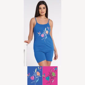 Vanue' Estate Pigiama Donna Corto Con Spalla Stretta In Puro Cotone Con Stampa Art. Vs0332