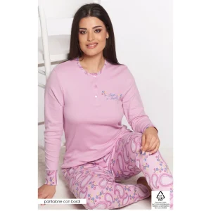 Vanue' Inverno Donna Pigiama Serafino "calibrato" (fantasia Bicolore) In Caldo Cotone 100% Art. Vs0658pldx