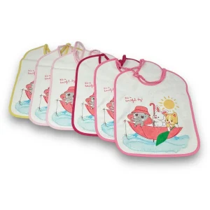 Irge Set 6 Pezzi Bavetta Grande In Spugna E Retro Pvc Con Elastico Femminuccia  Art. Ir1399-5