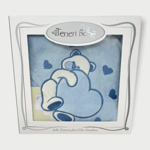 Teneri Bebe' Accappatoio Triangolo Neonato In Spugna Puro Cotone Ricamato Art. 1905