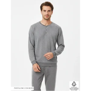 Pigiamiamoci Uomo Pigiama Serafino Fantasia Punto Milano Con Taschino Art. 4221l