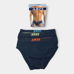 Aris Confezione 3 Pezzi Slip Uomo In Puro Cotone Elasticizzato Elastico Esterno  Art. Aru166