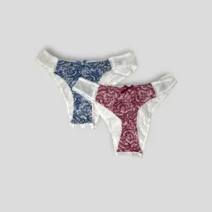 Baci & Abbracci - Slip Modello Brasiliano Donna In Microfibra Con Inserto In Pizzo Fantasia Art. Bad184