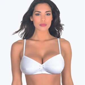 Aris Reggiseno In Puro Cotone Coppe Preformate Senza Ferretto  Coppa B  Art. Bianca