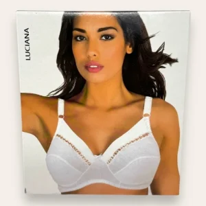 Aris Reggiseno In Puro Cotone Con Inserto In Pizzo E Spalline Rinforzate Coppa C  Art. Luciana