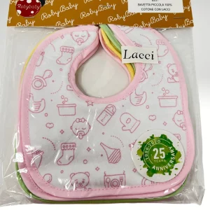 Roby - 6 Bavette  Piccole In Cotone 100% Chiusura/lacci Stampata Maschietto E Femminuccia Art. B251