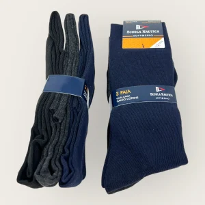 Scuola Nautica Invernale -3 Paia Calza Uomo Lunga Tinta Unita In Caldo Cotone-  Art. Sn301