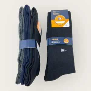 Scuola Nautica Invernale -3 Paia Calza Uomo Lunga Tinta Unita Con Disegno In Caldo Cotone-  Art. Sn303