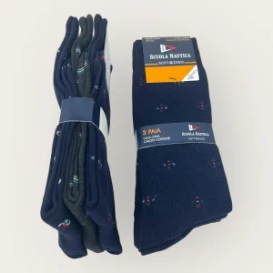 Scuola Nautica Invernale -3 Paia Calza Uomo Corta Fantasia Assortite In Caldo Cotone- Art. Sn308