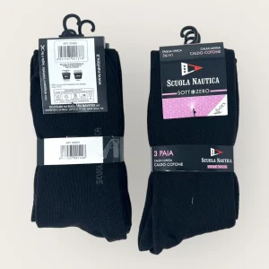 Scuola Nautica Invernale -3 Paia Calza Donna Lunga Tinta Unita In Caldo Cotone-  Art. Sn501