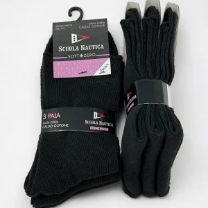 Scuola Nautica -6 Paia- Calza Donna Corta In Caldo Cotone (senza Elastico) Colori Assortiti  Art. Sn502