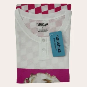 Nacshua - Pigiama Donna Serafino In Puro Cotone Con Pantalone Fantasia  Art. Mimosa