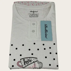 Bollicine Primavera - Pigiama Donna Cotone Serafino In Puro Cotone Pantalone Fantasia  Art. Mia