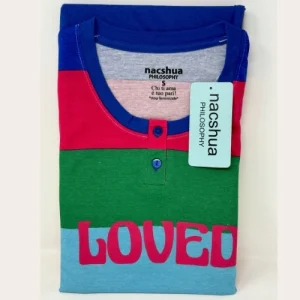 Nacshua - Pigiama Donna Serafino In Puro Cotone Pantalone Unito  Art. Ginko