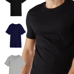 Liabel Set 3 Maglie In Cotone Da Uomo Girocollo In Extra Fine Bianche E Colorate