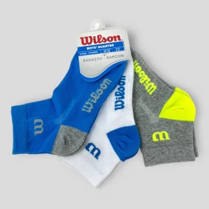 Wilson - 3 Paia Fantasmino Bimbo In Spugna 100% Cotone Modello Tennis - Traspirante  3 Varianti  Art. Zb03