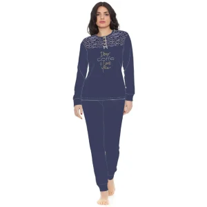 Irge Woman -pigiama Donna In Caldo Cotone 100% Serafino 3 Bottoni Con Inserto In Pizzo  Art. Mi1673