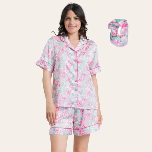 Irge Pigiama Donna Corto In Raso Fantasia Mezza Manica Aperto Con Collo  Art. Ir1832