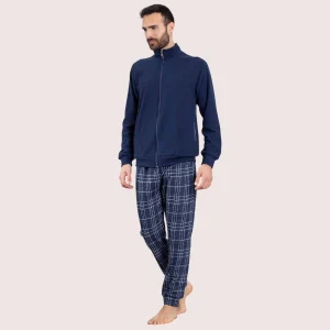 Irge Homewear Tuta Uomo Punto Milano Aperta Con Zip E Tasche Pantalone Fantasia  Art. Pmt05