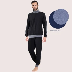 Irge Homewear Tuta Uomo Punto Milano Aperta Con Zip In Tinta Unita  Art. Pmt06