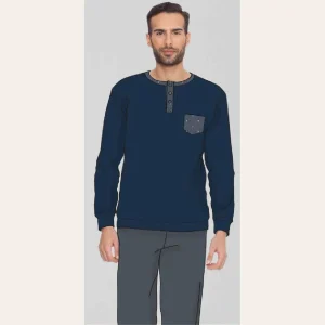 Irge Pigiama Uomo Serafino In Caldo Cotone 100% Con Taschino  Art. Ir1851