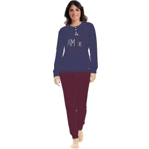 You & Me Inverno Pigiama Donna Serafino In Caldo Cotone -stampato-  Art. Y&m503