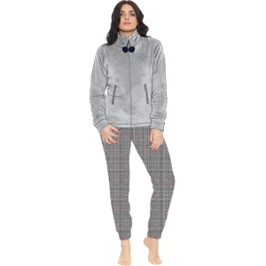 Irge Girl Pigiama Invernale Ragazza In Caldo E Morbido Coral Sottodonna Giacca Full Zip Con Ricamo Art.gym36