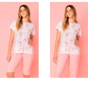 Irge Pigiama Donna Calibrato 3 Pezzi M/manica+pantalone Lungo+pantalone Corto In Cotone Art. Tdc15