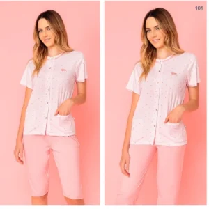 Irge Pigiama Donna Cotone Calibrato 3 Pezzi Mezza Manica+pantalone Lungo+pantalone Corto In Cotone Art. Tdc16