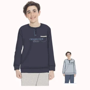 Irge Primavera Pigiama Bimbo Lungo Serafino 3 Bottoni Stampato In Puro Cotone  Art. Ikl399