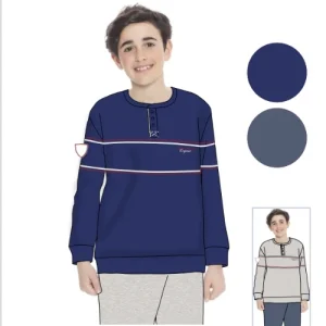 Irge - Pigiama Bimbo Cotone Lungo Serafino 3 Bottoni Con Stampa In Puro Cotone  Art. Ikl404