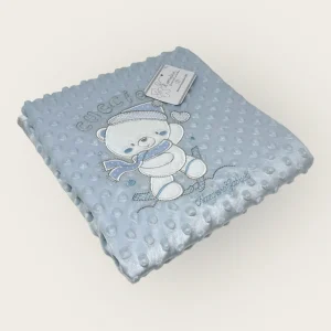 Nazareno Gabrielli Copertina Culla Carrozzina In Pile Bubble Ricamata 75x100 -double Face-  Art. Ng4732-4