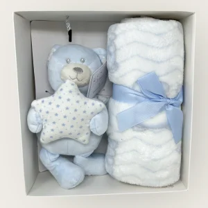 Nazareno Gabrielli Set Regalo Neonato -1 Copertina Culla In Pile + 1 Pupazzo Orsetto-  Art. Ng4770 Stella