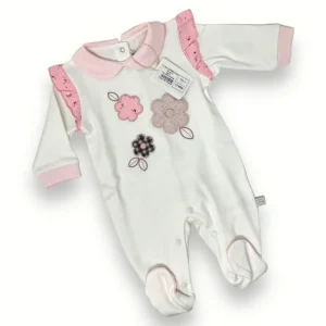 Nazareno Gabrielli - Tutina Neonata In Caldo Cotone 100% Con Ricamo E Applicazione  Art. Ng2212-1