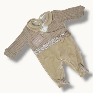 Nazareno Gabrielli Baby Tutina Neonata In Ciniglia Con Applicazioni Mano Lana Art. Ng2215-30