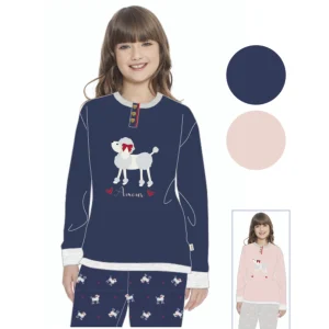 Irge - Pigiama Bimba Lungo Cotone Serafino 3 Bottoni Stampato In Puro Cotone  Art. Ik183