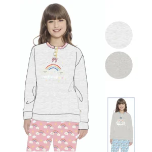 Irge - Pigiama Bimba Cotone Lungo Serafino 3 Bottoni Con Stampa In Puro Cotone  Art. Ik201