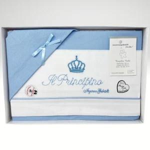 Nazareno Gabrielli Completo Lenzuola 3 Pezzi Per Carrozzina 90x120 Ricamo Principino/principessa Cielo Rosa Ng91p