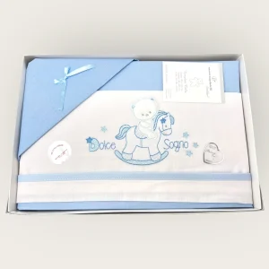 Nazareno Gabrielli Completo Lenzuola 3 Pezzi Carrozzina Ricamata 90x120 Art. Ng91-3