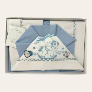 Nazareno Gabrielli Completo Lenzuola 3 Pezzi Lettino Ricamata 120x180  Art. Ng101-3