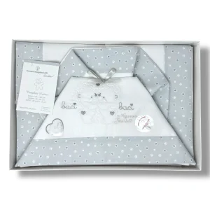 Nazareno Gabrielli Completo Lenzuola 3 Pezzi Lettino Ricamata 120x180 Art. Ng101-7